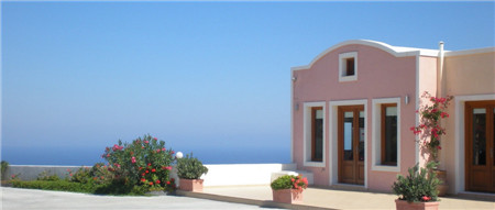 圣托里尼的粉色房子